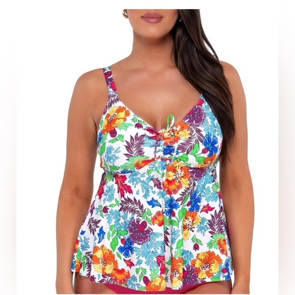 Sunsets Escapes Camilla Flora Marin Underwire Tankini Top Swimsuit size 12 new - Picture 2 of 9